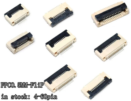 5pcs FPC Connector socket FFC 0.5MM Clamshell Bottom Contact Type 4P 6P 8P 10P 12P 14P 18P 20P 22P 24P 30P 32P 36P 40P 50P 60P