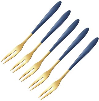 5Pcs Fruit Vork Bestek Set Luxe Rvs Goud Cake Dessert Vorken Mooie Mini Vork Gebruikt Voor Party Slak vork Restaurant geel