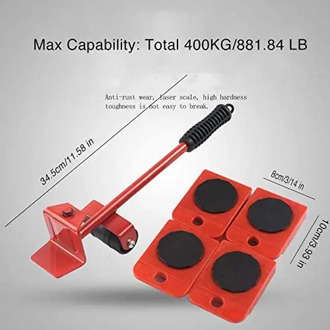 5Pcs Furniture Lifter Sliders Kit Profession Heavy Furniture Roller Move Tool Set Wheel Bar Mover Device Max Up for 150KGS