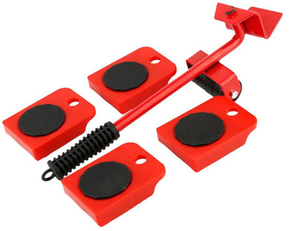 5Pcs Furniture Lifter Sliders Kit Profession Heavy Furniture Roller Move Tool Set Wheel Bar Mover Dey Object Handling Tool Mover