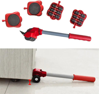 5Pcs Furniture Transport Lifter Tool Removal Lifting Moving Tool Heavy Stuffs Mover Furniture Wheel Roller Bar Mover Device