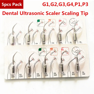 5pcs G1,G2,G3,G4,P1,P3 Dental Scaler Tips Fit EMS Woodpecker Ultrasonic Scaler Handpiece Dental Ultrasonic Scaler Scaling Tip