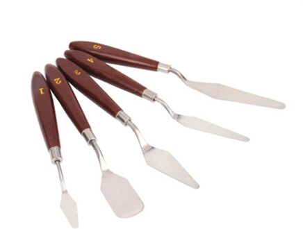 5Pcs Gemengde Paletmes Schilderen Rvs Schraper Spatel Art Supplies Voor Kunstenaar Canvas Olieverf Kleur Mengen/