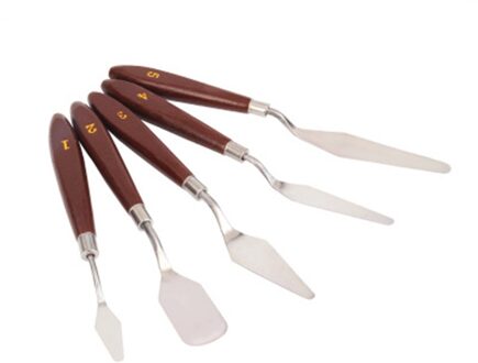 5Pcs Gemengde Paletmes Schilderen Rvs Schraper Spatel Art Supplies Voor Kunstenaar Canvas Olieverf Kleur Mengen