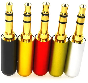 5PCS Gold plated Stereo 3.5mm 3 Pole Repair Headphone Jack Plug Cable Audio Headphones Audio Jack Plug Connector Soldering