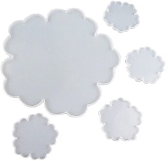 5Pcs Grote Siliconen Bloem Coaster Hars Gieten Mallen Kit Hars Cup Mat Coaster Epoxy Mould Home Decor Diy Ambachten maken Tool