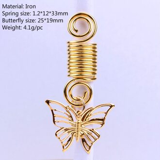 5Pcs Haar Braid Hollow Vlinder Dread Dreadlock Kralen Clips Ringen Voor Hair Styling Accessoires Verstelbare Binnenste Gat Haar Ringen nee.2 5stk