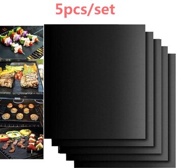 5Pcs Herbruikbare Bbq Non Stick Grill Mat Vel Bakken Tapijt Voor Koekenpan Gebraden Outdoor Picknick Grill Matten Barbecue Gereedschap accessoris