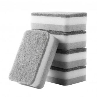 5Pcs Home Kitchen Afwassen Spons Pad Spons Doek Spons Huishoudelijke Spons Schuursponsje (Grijs + Wit)