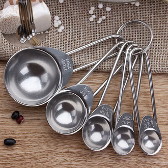 5pcs home kitchen measuring spoons Cooking Cups Teaspoons Utensil measuring spoons Stainless Steel Measuring Baking Spoons #25