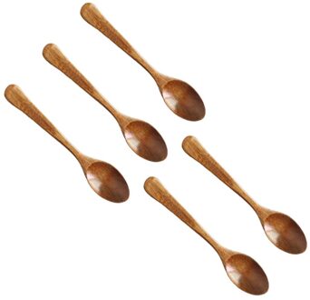 5Pcs Houten Lepel Dessertlepel Kinderen Mini Lepel Draagbare Servies Voor Thuis Restaurant (CYS020Q 12.5Cm) afbeelding 2