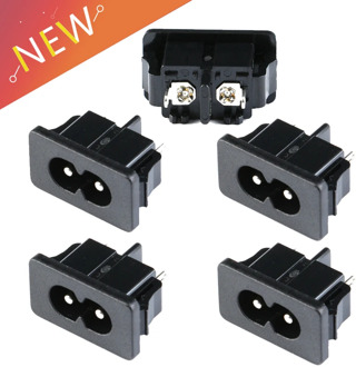5Pcs IEC320 C8 Black 2 Terminal Power Plug Inlet Socket AC 250V 2.5A