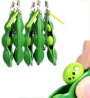 5Pcs Infinite Squeeze Edamame Bean Pea Uitdrukking Keten Sleutel Hanger Ornament Stress Verlichten Decompressie Speelgoed Fidget Speelgoed 5stk