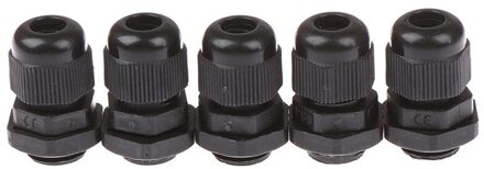 5Pcs Jetting PG9 Wit Zwart Waterdicht Nylon Plastic Cable Gland Connector Voor 4-8Mm Draad kabel