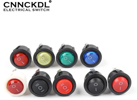 5PCS KCD1 23MM Round Rocker Switch 2/3Pin ON-OFF-ON 2/3 Position 6A/250VAC 10A/125VAC SPST LED Car Push Button Switch With Light