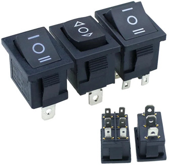 5PCS KCD1 Mini Black 3 Pin / 6 pin On/Off/On Rocker Switch AC 6A/250V10A/125V