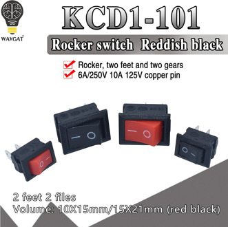 5pcs KCD1 Rocker Switch Push Button Mini Switch 6A-10A 250V KCD1-101 2Pin Snap-in On/Off 10*15 21*15MM Black Red White