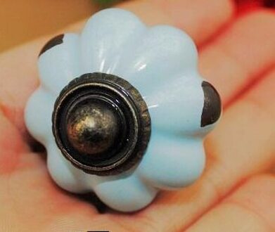 5Pcs Keramische Pumpkins Keuken Kast Kast Kledingkast Lade Handvat Dresser Deur Trekt Met Schroef Meubels P04G33