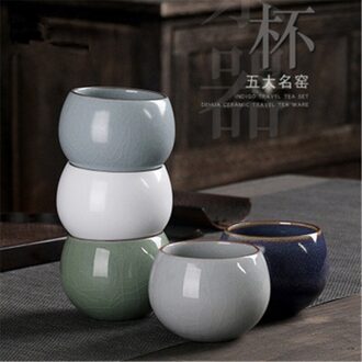 5Pcs Keramische Theekopje Chinese 5 Beroemde Ovens Proeverij Thee Cup 120Ml Ijs Crack Geglazuurd Thee Kom Wijn Cup set Thee Cup Set