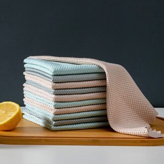 5Pcs Keuken Anti-Vet Poetslappen Efficiënte Vis Schaal Vegen Doek Schoonmaakdoekje Huis Wasmachine Dish Cleaning Handdoek 25x25cm