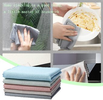 5Pcs Keuken Anti-Vet Poetslappen Efficiënte Vis Schaal Vegen Doek Schoonmaakdoekje Huis Wasmachine Dish Cleaning Handdoek B