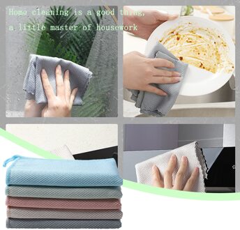 5Pcs Keuken Anti-Vet Poetslappen Efficiënte Vis Schaal Vegen Doek Schoonmaakdoekje Huis Wasmachine Dish Cleaning Handdoek
