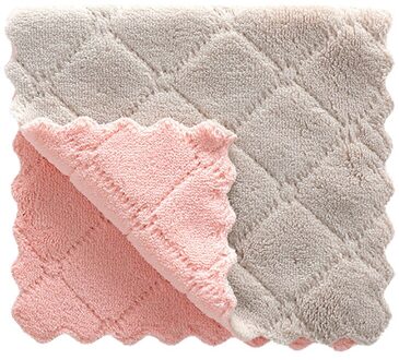 5Pcs Keuken Handdoek Schoonmaakdoekje Anti-aanbak Olie Coral Fluwelen Opknoping Handdoeken Dishclout Wassen Windows Auto Vloer Thuis Schoon licht grijs