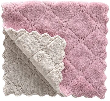 5Pcs Keuken Handdoek Schoonmaakdoekje Anti-aanbak Olie Coral Fluwelen Opknoping Handdoeken Dishclout Wassen Windows Auto Vloer Thuis Schoon Rood