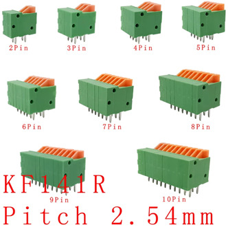5PCS KF141R KF141V 2.54mm Pitch PCB Straight / Bent Foot Connectors 2/3/4/5/6/7/8/9/10 Pin Spring Screless Terminal Blocks Green