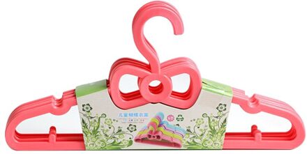 5Pcs Kids Kleerhangers Draagbare Multifunctionele Haak Outdoor Kleding Droogrek Voor Kinderen Plastic Kindje Hangers rood