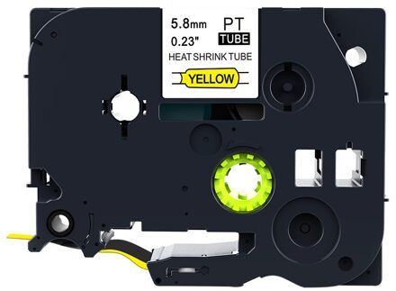 5PCS kingroad 5.8mm Zwart op Wit HSe-211 HS2-211 TZ label Krimpkous label Tape compatibel voor Brother p-touch Printers zwart-geel