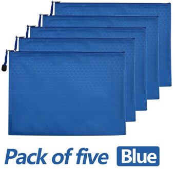 5Pcs Kleur Single-Layer Canvas Blazed Papier Map Boek Potlood Etui Tas Document Bestand Zak Levert a4 blauw 5 zak