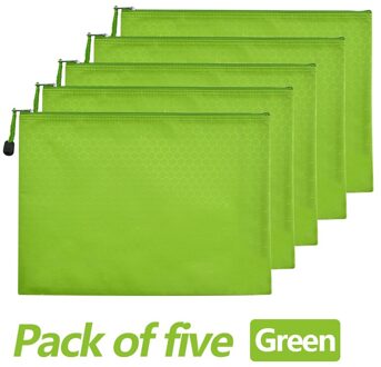 5Pcs Kleur Single-Layer Canvas Blazed Papier Map Boek Potlood Etui Tas Document Bestand Zak Levert a4 groen 5 zak