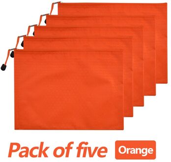 5Pcs Kleur Single-Layer Canvas Blazed Papier Map Boek Potlood Etui Tas Document Bestand Zak Levert a4 oranje 5 zak