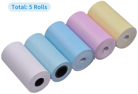 5Pcs Kleur Thermisch Papier Roll Set 57x3 0Mm/2.17x1.18in Foto Ontvangst Afdrukken Compatibel Met Peripage/paperang Printer