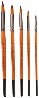 5Pcs Kunstenaar Verf Borstel Set Nylon Haar Houten Zwart Handvat Aquarel Acryl Olie Borstel Schilderen Kunst Levert geel