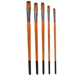 5Pcs Kunstenaar Verf Borstel Set Nylon Haar Houten Zwart Handvat Aquarel Acryl Olie Borstel Schilderen Kunst Levert