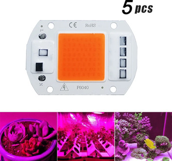 5Pcs LED Grow COB Light Chip Full Spectrum AC 220V 10W 20W 30W 50W No need driver For Growth Flower Seedling Grow Plant Lighting