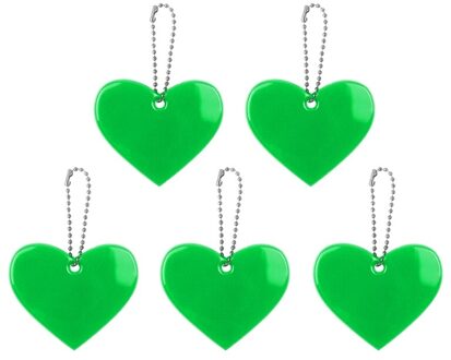 5Pcs Leuke Hartvorm Reflecterende Sleutelhanger Tas Hanger Accessoires Doft Pvc Reflector Sleutelhangers Voor Zichtbare Veiligheid groen