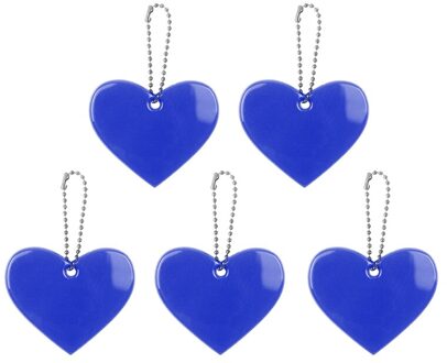 5Pcs Leuke Hartvorm Reflecterende Sleutelhanger Tas Hanger Accessoires Doft Pvc Reflector Sleutelhangers Voor Zichtbare Veiligheid marine blauw