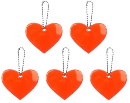 5Pcs Leuke Hartvorm Reflecterende Sleutelhanger Tas Hanger Accessoires Doft Pvc Reflector Sleutelhangers Voor Zichtbare Veiligheid oranje