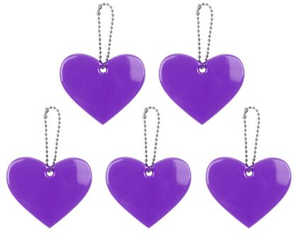 5Pcs Leuke Hartvorm Reflecterende Sleutelhanger Tas Hanger Accessoires Doft Pvc Reflector Sleutelhangers Voor Zichtbare Veiligheid paars