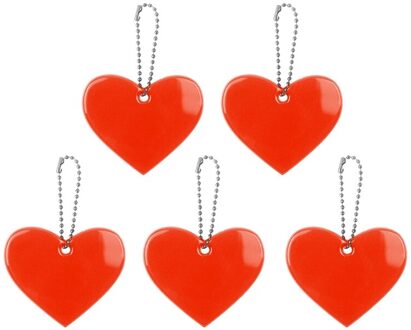 5Pcs Leuke Hartvorm Reflecterende Sleutelhanger Tas Hanger Accessoires Doft Pvc Reflector Sleutelhangers Voor Zichtbare Veiligheid rood