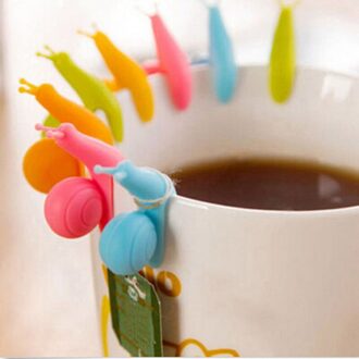 5Pcs Leuke Slak Vorm Silicone Theezakje Houder Cup Mok Snoep Kleuren Set Goede Thee Gereedschap Willekeurige Kleur