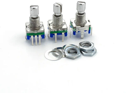 5PCS/LOT 20 Position 360 Degree Rotary Encoder EC11 w Push Button 5Pin Handle Long 15MM With A Built In Push Button Switch
