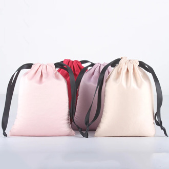 5pcs/lot 24*32cm Custom Logo Printed 4 Colors Satin Silk Drawstring Pouch Wholesale Packaging Christmas Gift Bag