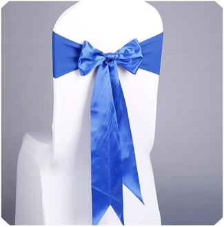 5pcs/lot Already Tied Red Satin Bow Tie Chair Sash with Elastics Spandex Chair Band for Ceremony Wedding Party Decoration Blauw