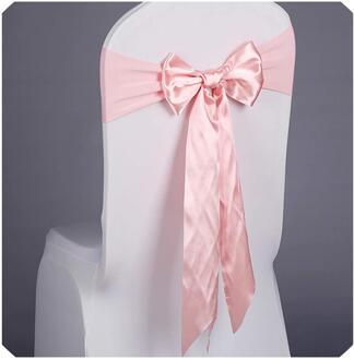 5pcs/lot Already Tied Red Satin Bow Tie Chair Sash with Elastics Spandex Chair Band for Ceremony Wedding Party Decoration Roze