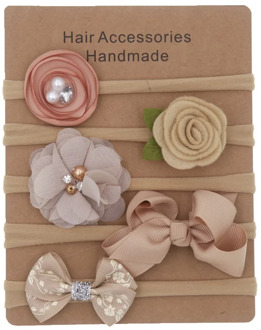 5Pcs/lot Baby Headband Bows Flower Nylon Headbands Children Hair Band Hair Ornaments Set Baby Hair Accessories Photography Props