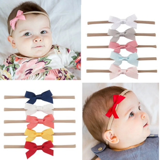 5pcs/lot Boutique Baby Nylon Headband Solid Swallowtail Bowknot Elastic Hair Band Kids Newborn Infant Hair Accessories